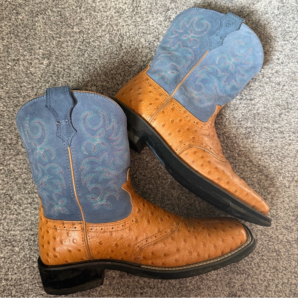 Ariat Women's Brown Pink and Blue Western Boots Size 9